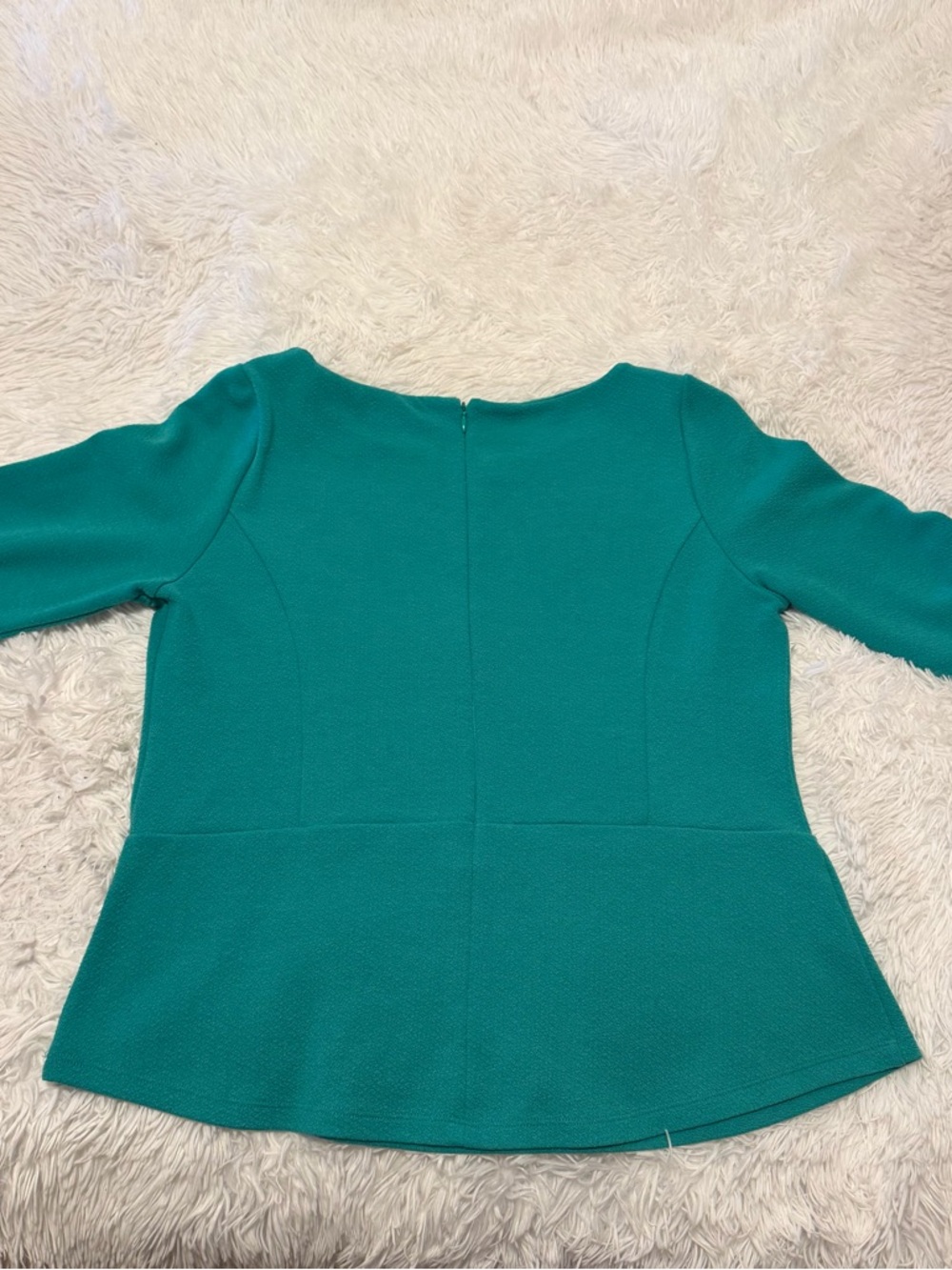 Ann Taylor Classic Teal Peplum 3/4 Sleeve Top